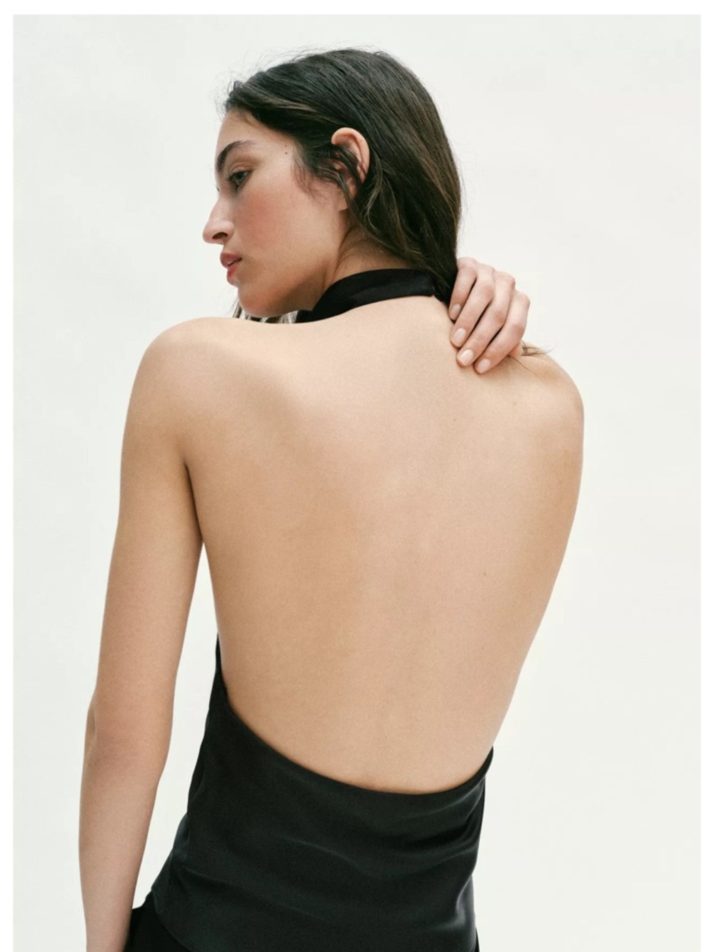 Zara Black Draped Halter Camisole - Picture 2 of 5